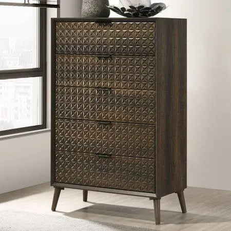 Chalfont Dark Brown 5-Piece Queen Wall Panel Bedroom Set by Furniture of America at Eve Furniture