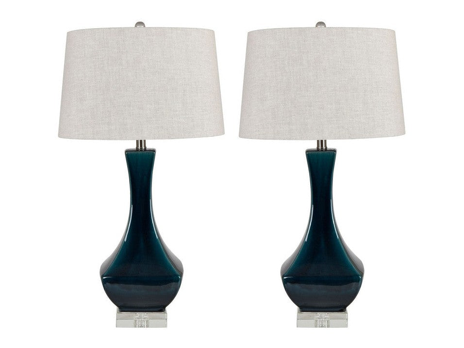Chamberlain Teal/White Table Lamp (Set of 2) by Crestview at Eve Furniture