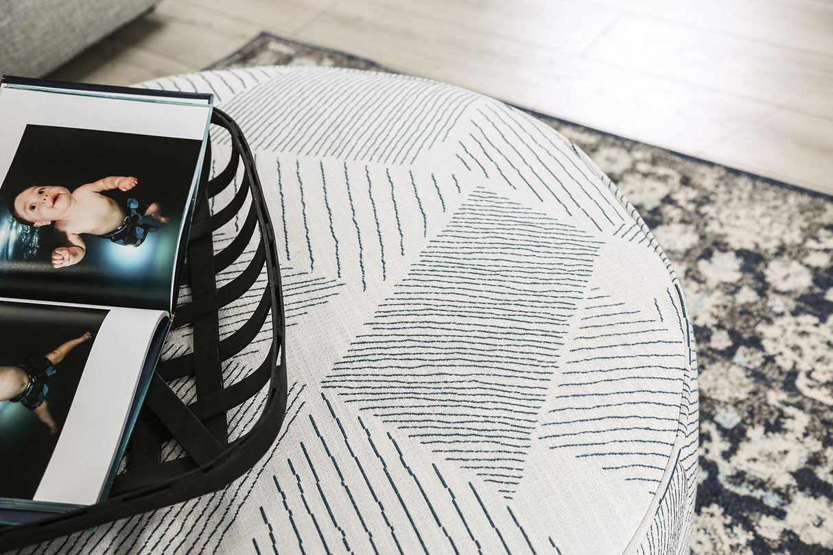 Chancery Gray/Navy Ottoman by Furniture of America at Eve Furniture