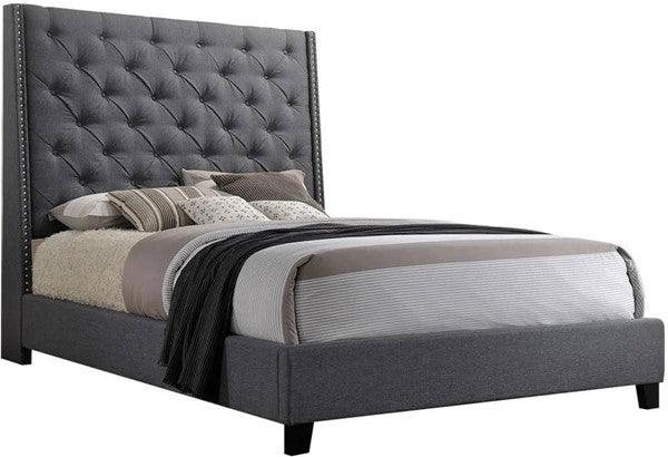 Chantilly Gray King Upholstered Bed by Crown Mark at Eve Furniture