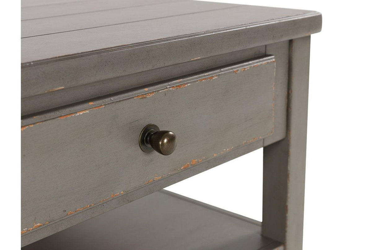 Charina Antique Gray Coffee Table and 2 End Tables by Ashley at Eve Furniture