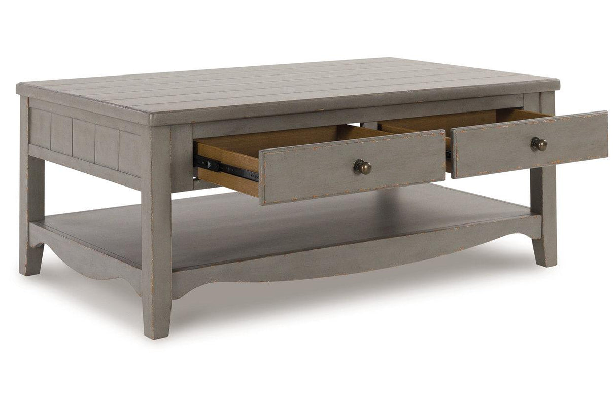 Charina Antique Gray Coffee Table and 2 End Tables by Ashley at Eve Furniture