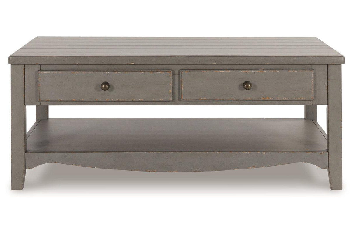 Charina Antique Gray Coffee Table and 2 End Tables by Ashley at Eve Furniture
