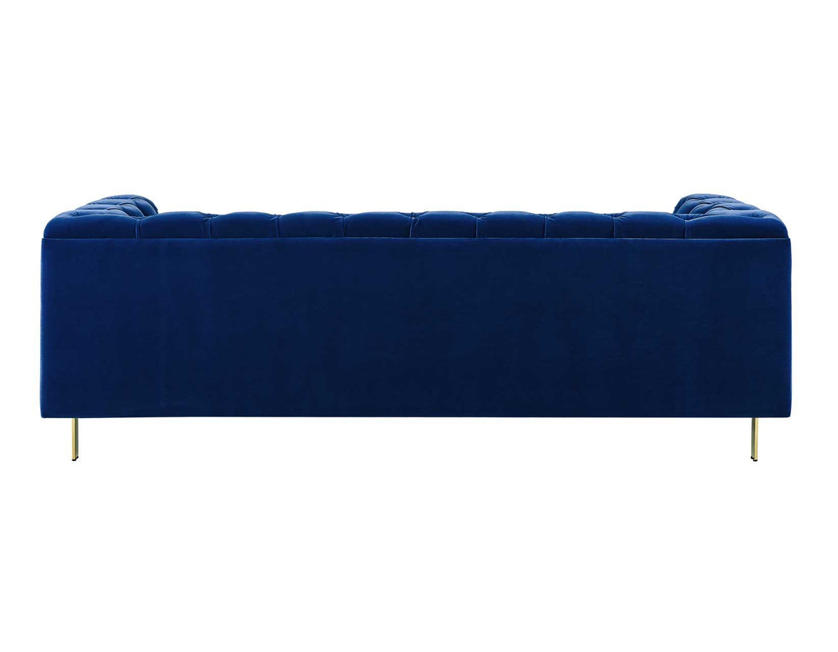 Charlene Blue Velvet Button Tufted Rolled Arm Chesterfield Sofa by Steve Silver at Eve Furniture