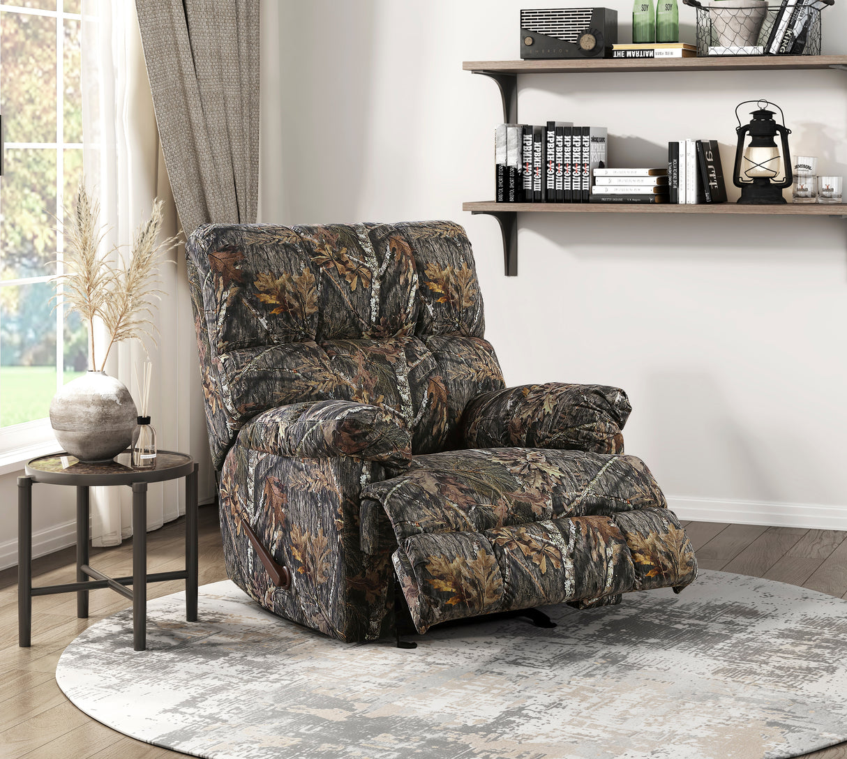 Charleston Camoflage Upholstered Glider Recliner Chair by Homelegance at Eve Furniture