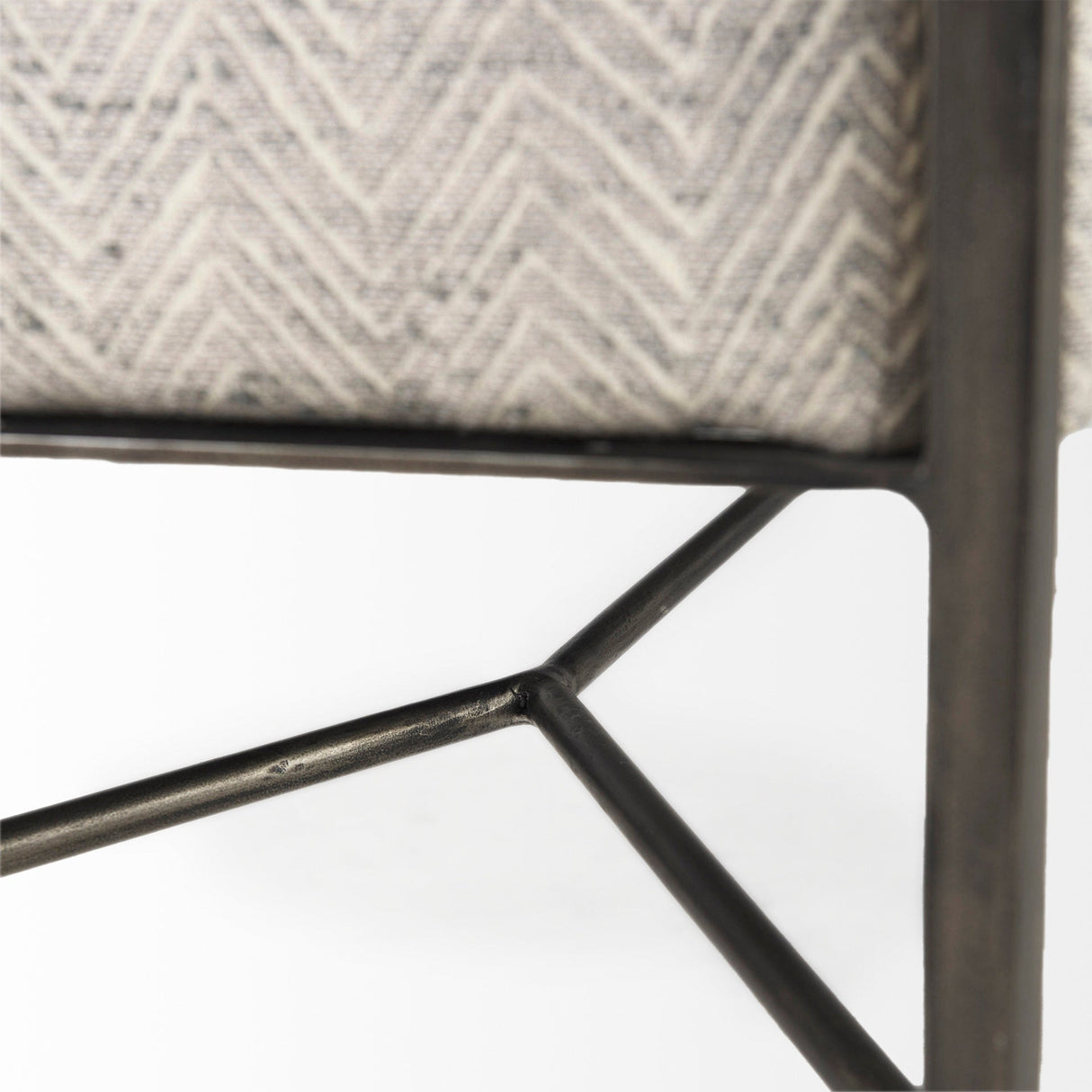 Charlotte 55.0L Gray Herringbone Fabric Seat w/ Antique Nickel Metal Frame Bench by Mercana at Eve Furniture