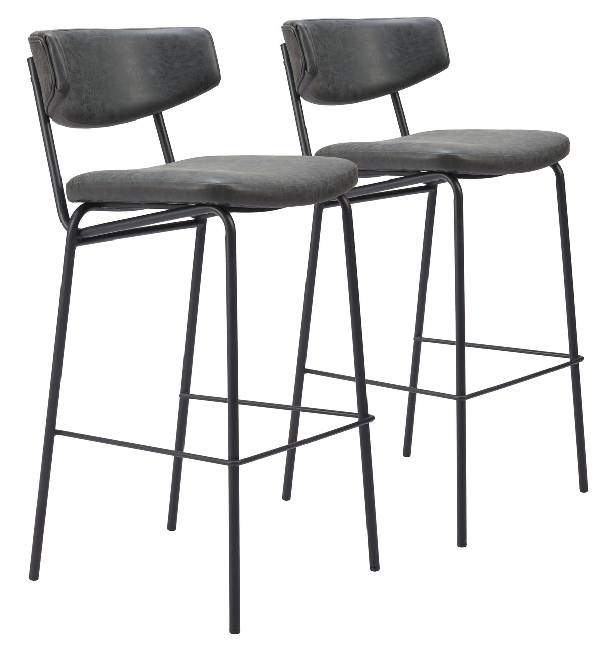 Charon Vintage Black Barstool (Set of 2) by Zuomod at Eve Furniture