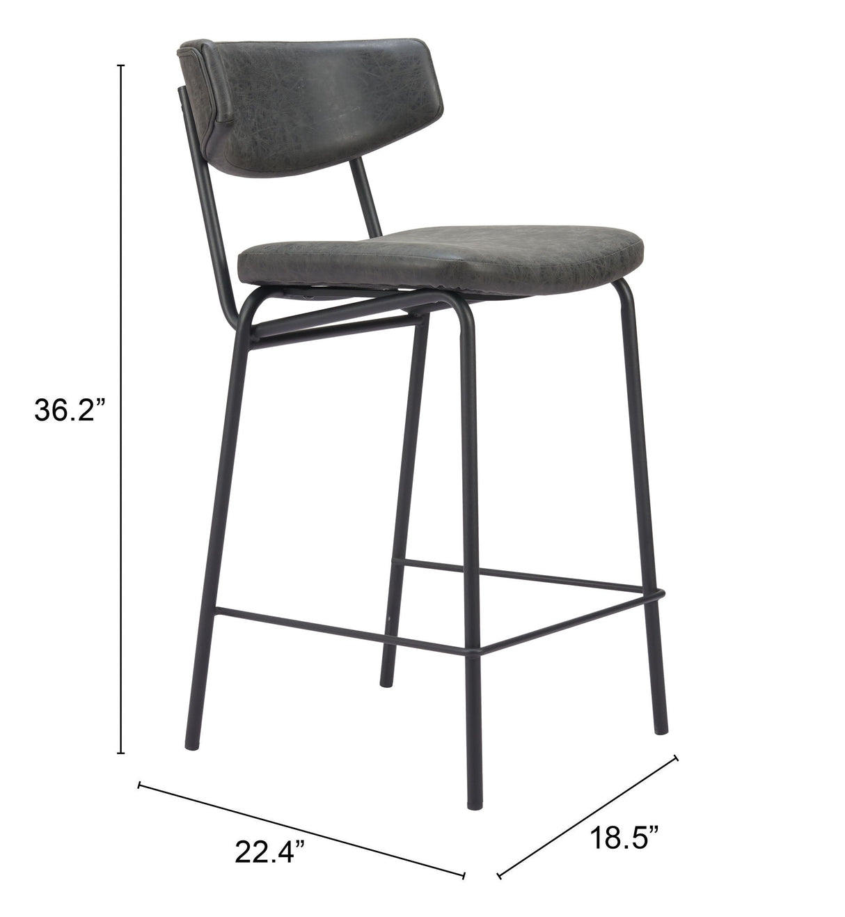 Charon Vintage Black Counter Stool (Set of 2) by Zuomod at Eve Furniture