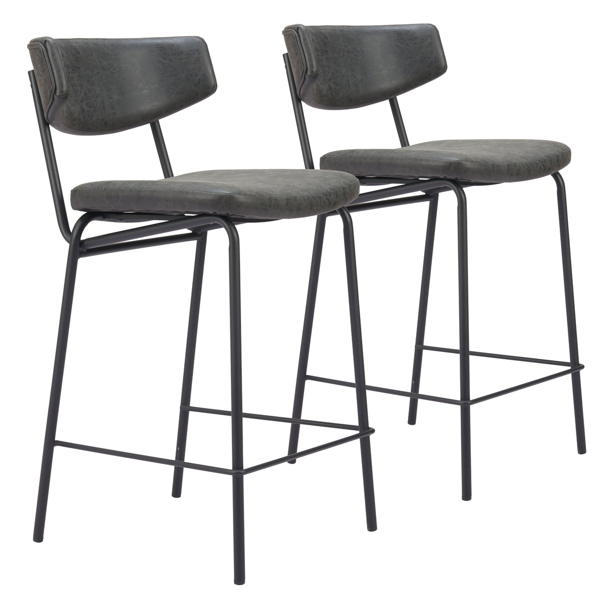 Charon Vintage Black Counter Stool (Set of 2) by Zuomod at Eve Furniture
