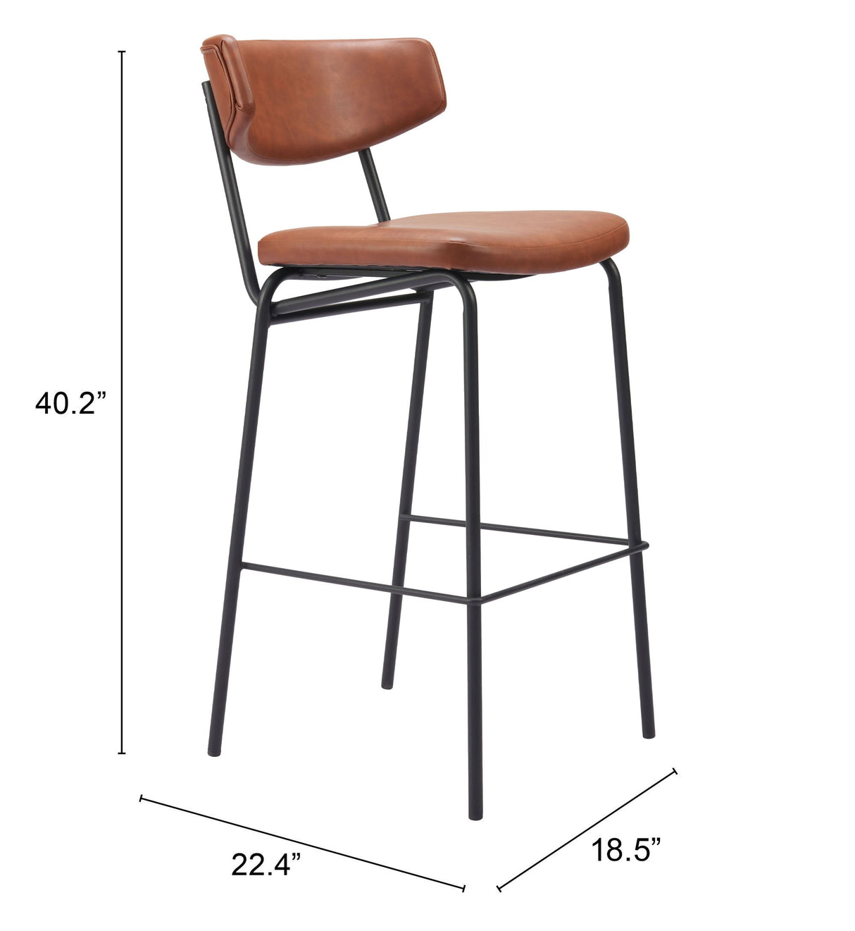 Charon Vintage Brown Barstool (Set of 2) by Zuomod at Eve Furniture