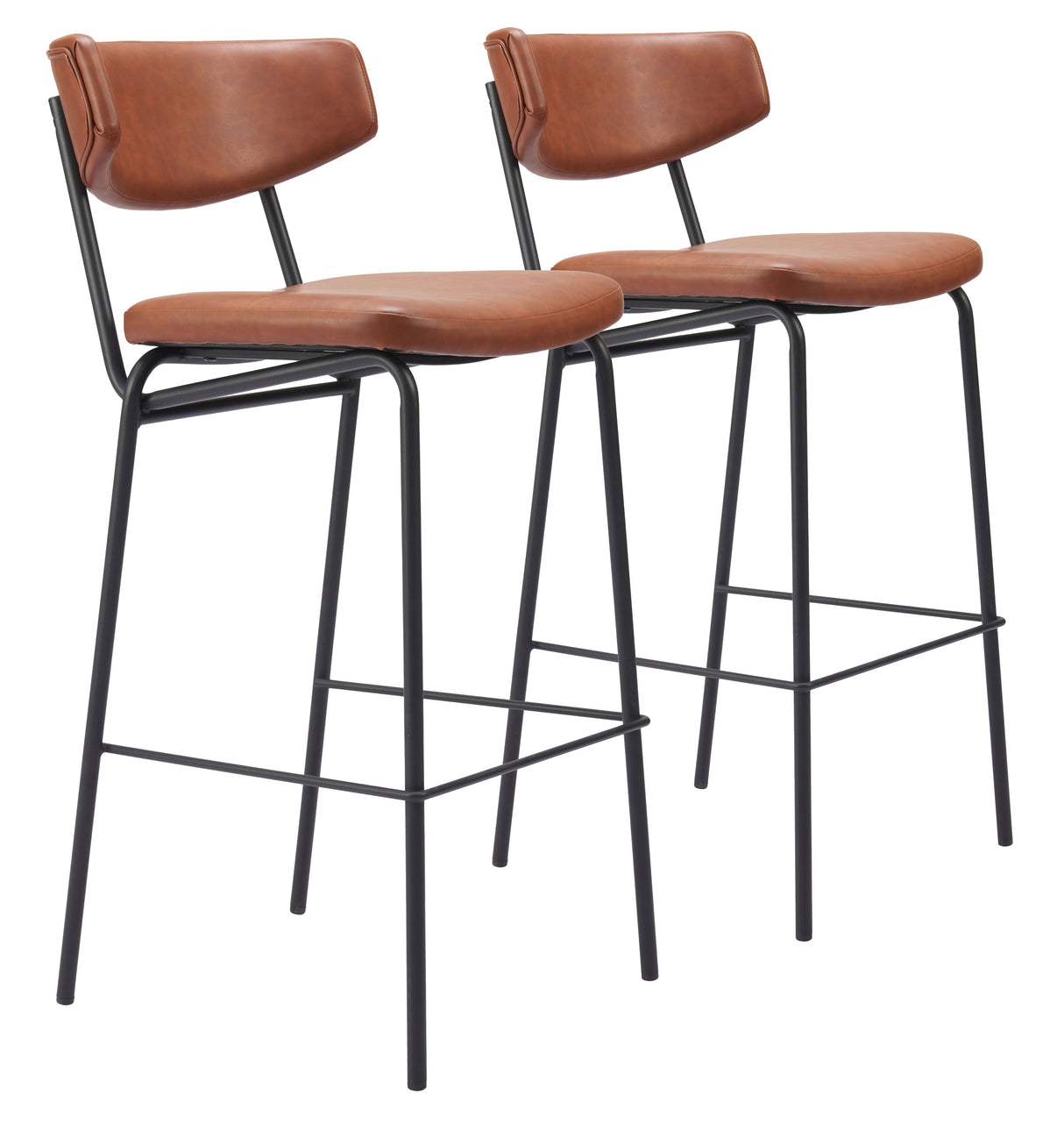 Charon Vintage Brown Barstool (Set of 2) by Zuomod at Eve Furniture
