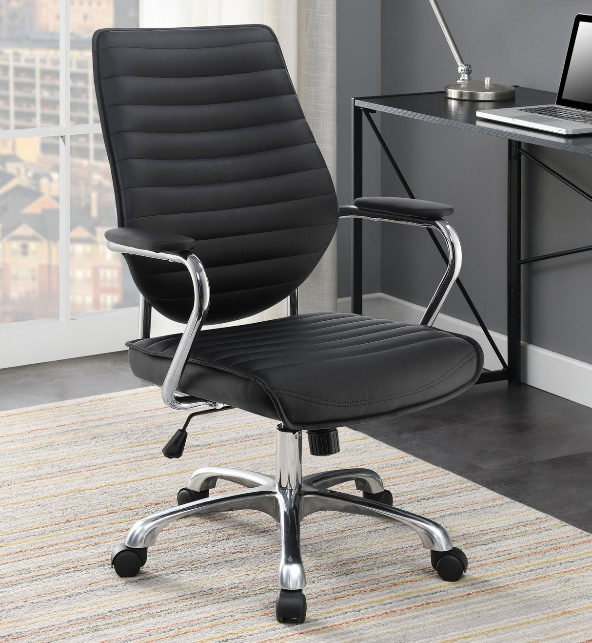 Chase Black/Chrome High Back Office Chair by Coaster at Eve Furniture
