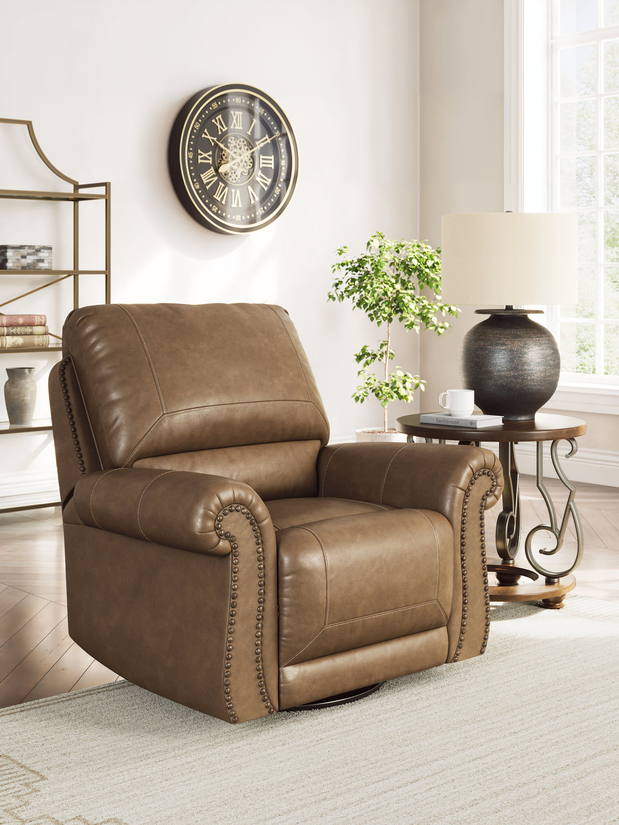 Chasemore Earth Swivel Glider Recliner by Ashley at Eve Furniture