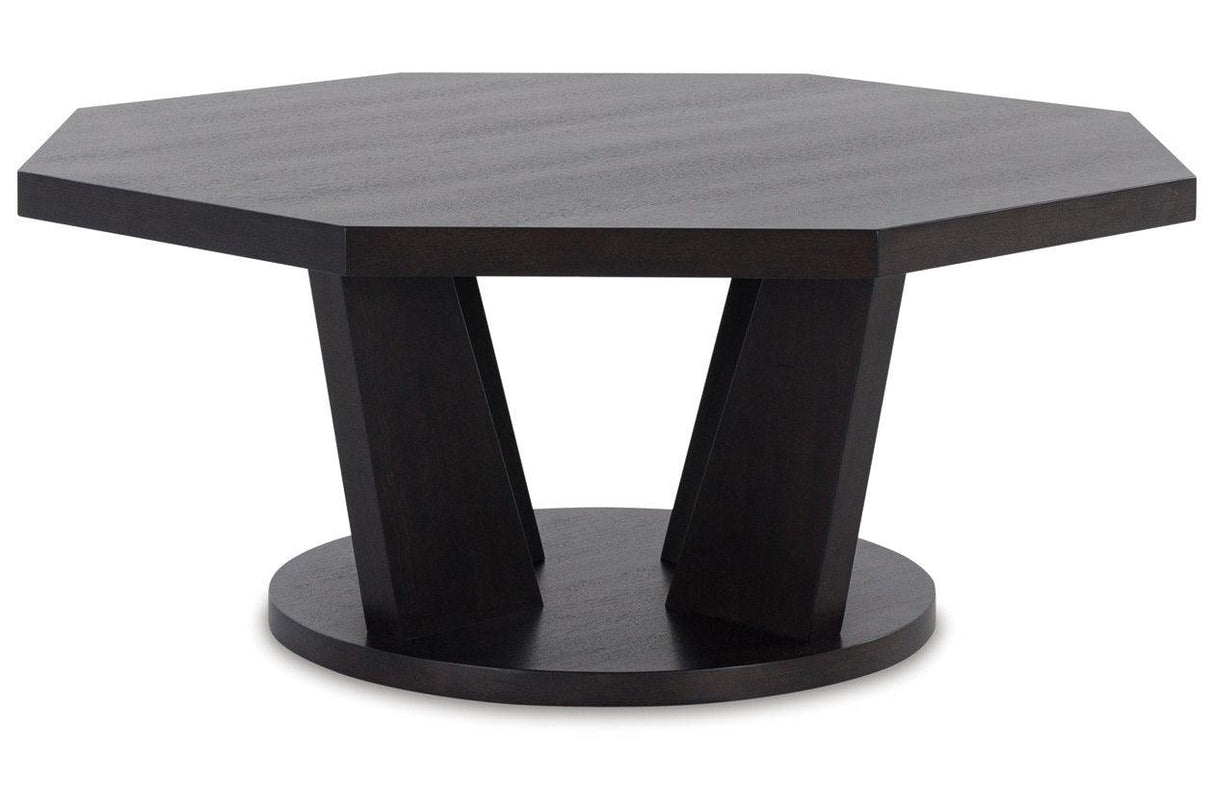 Chasinfield Dark Brown Coffee Table and 2 End Tables by Ashley at Eve Furniture