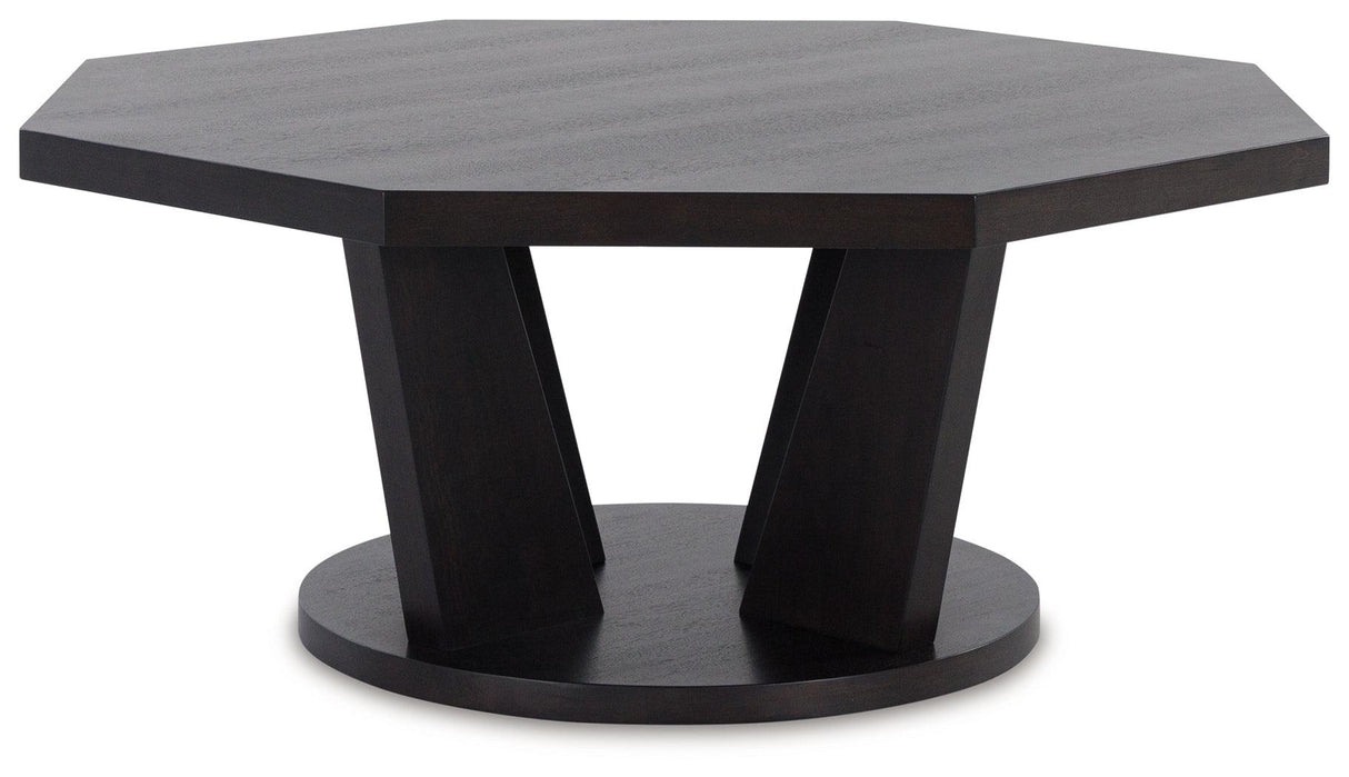 Chasinfield Dark Brown Coffee Table by Ashley at Eve Furniture