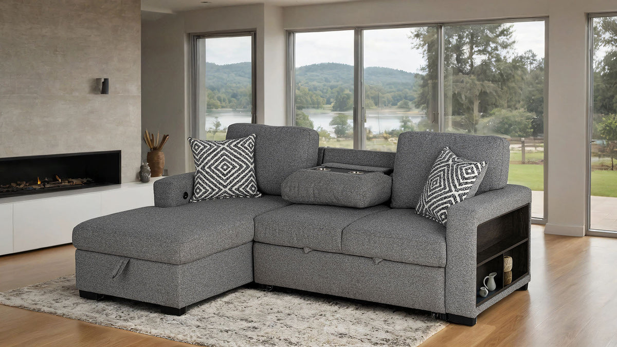 Chatham Gray Sleeper Sectional with Left Chaise