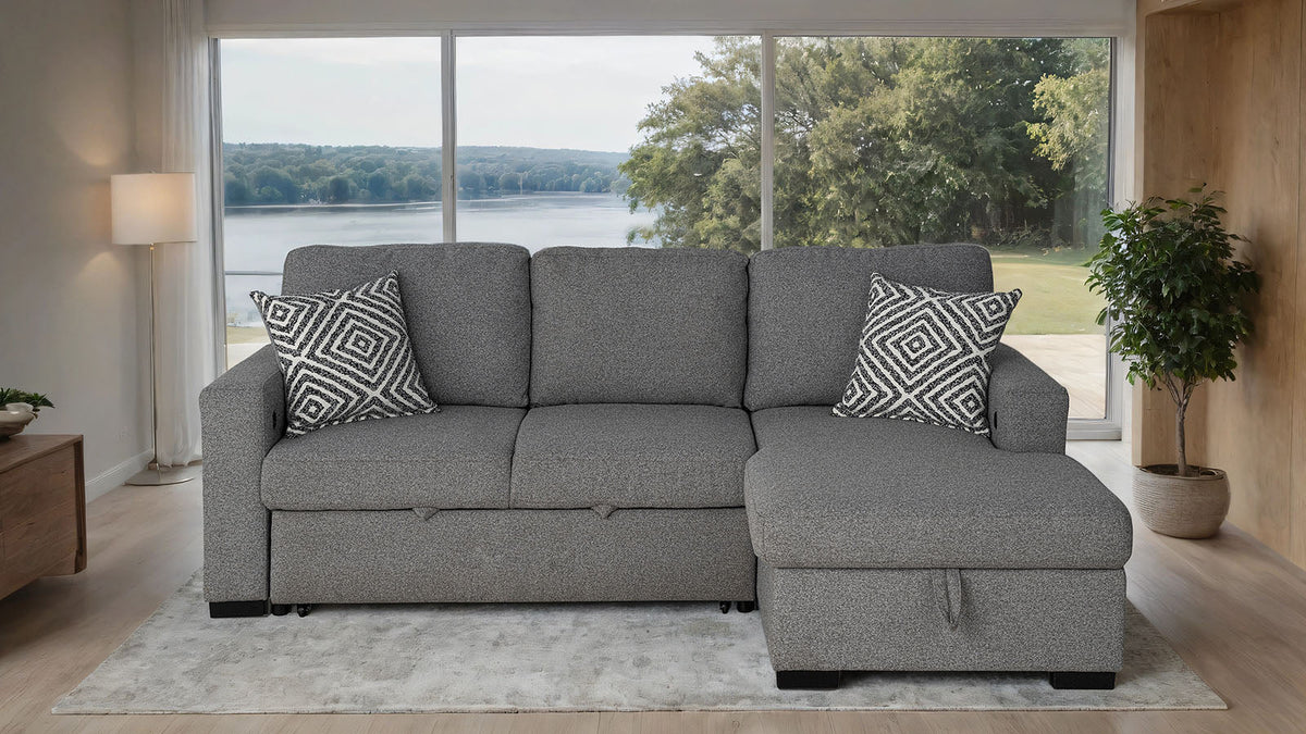 Chatham Gray Sleeper Sectional with Right Chaise