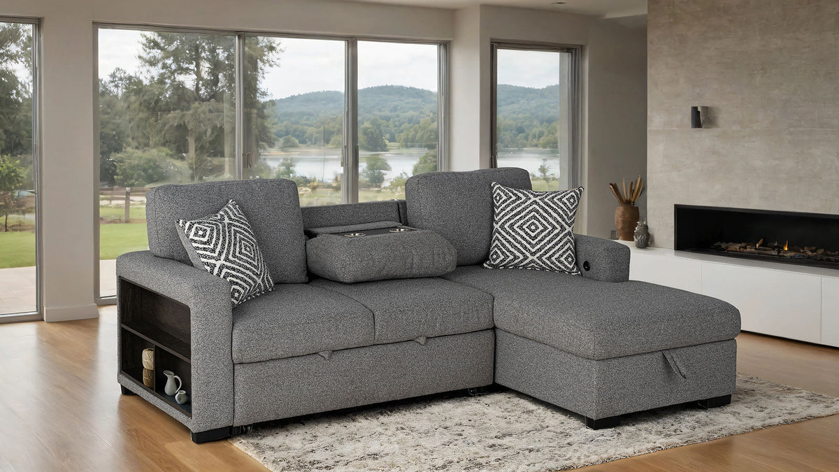 Chatham Gray Sleeper Sectional with Right Chaise