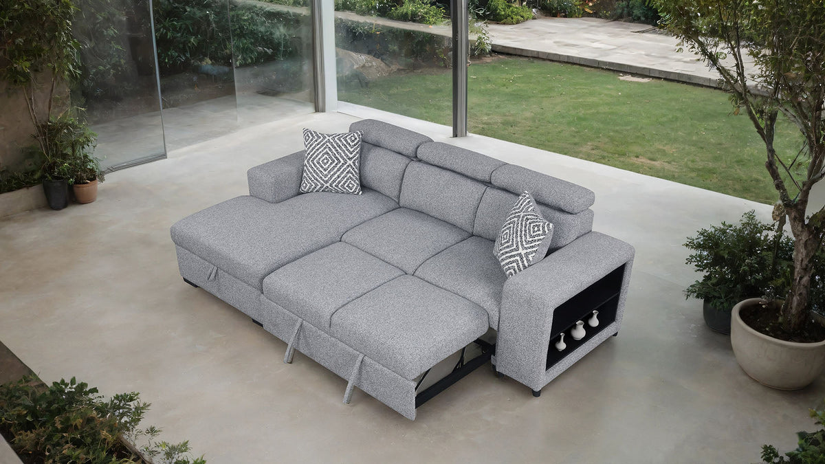 Chatteris Gray Left Chaise Sleeper Sectional