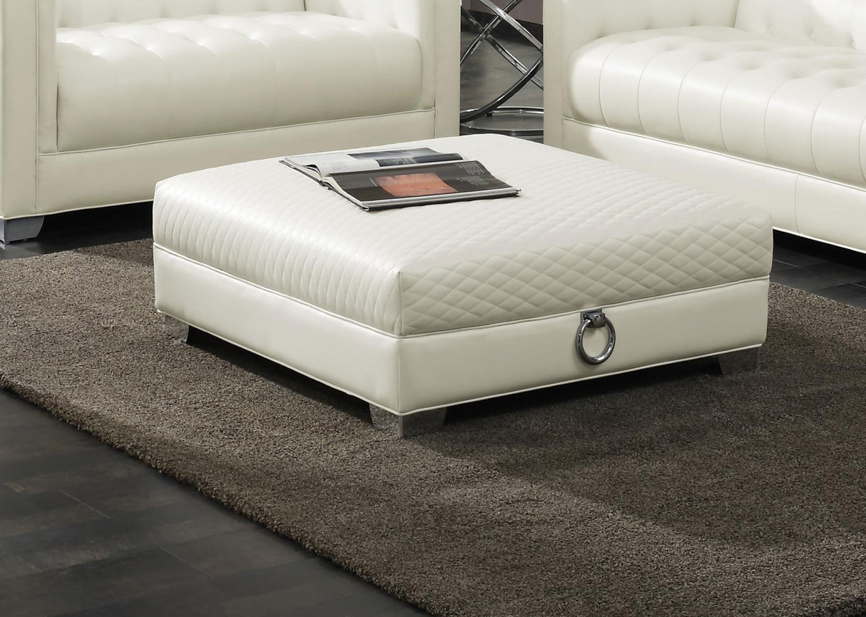 Chaviano Pearl White Upholstered Ottoman by Coaster at Eve Furniture