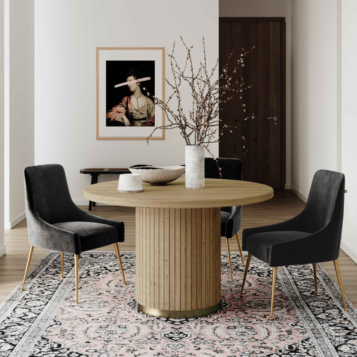 Chelsea Oak Wood 47" Round Dining Table by TOV Furniture at Eve Furniture
