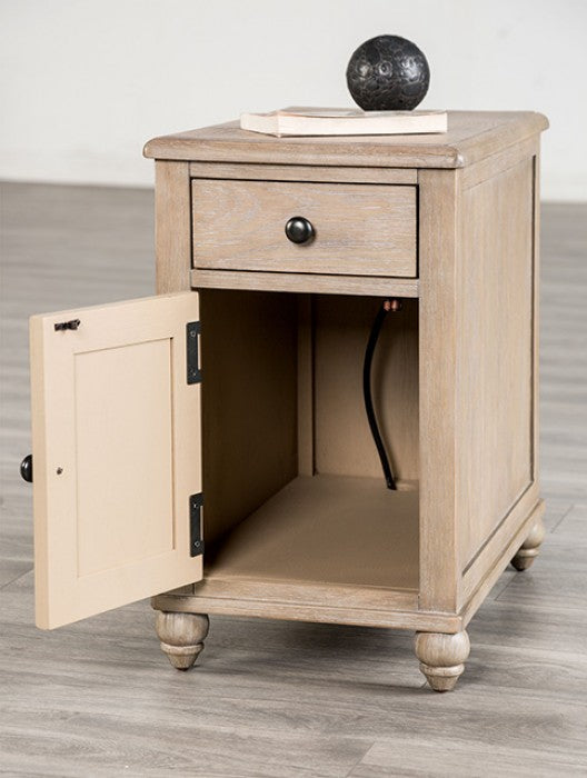 Chesapeake Light White Wash Chairside Table by Furniture of America at Eve Furniture