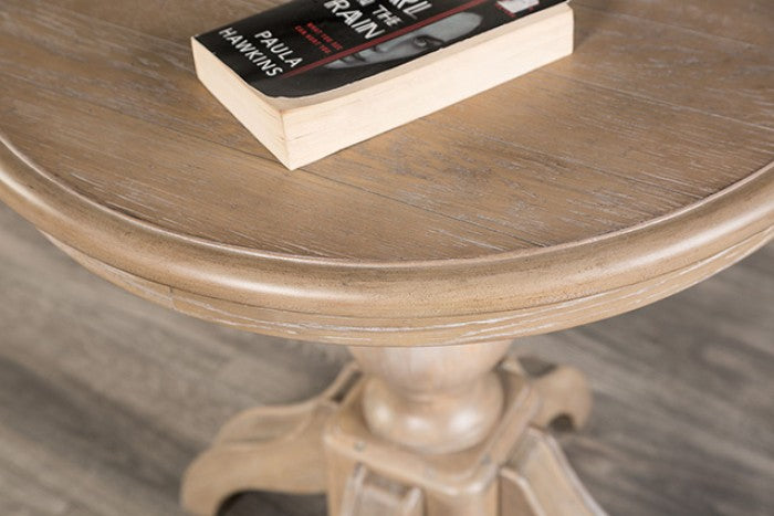 Chesapeake Light White Wash Round End Table by Furniture of America at Eve Furniture