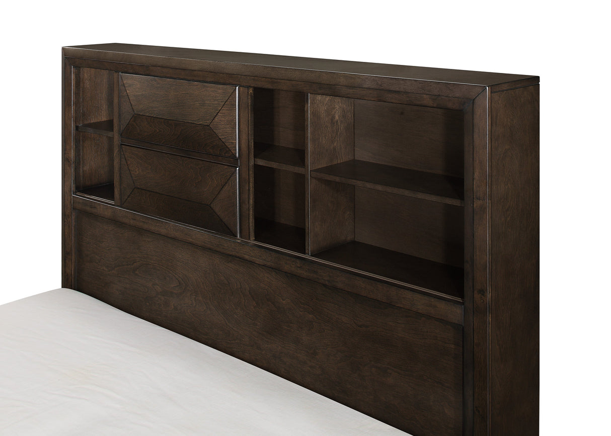 Chesky Warm Espresso Queen Bookcase Storage Platform Bed by Homelegance at Eve Furniture