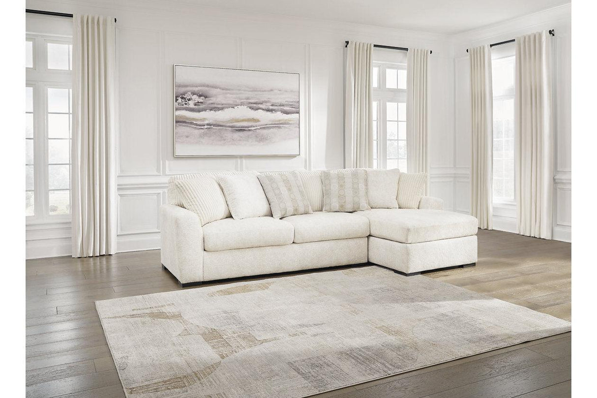 Chessington Ivory 2-Piece Right Arm Facing (RAF) Chaise Sectional by Ashley at Eve Furniture