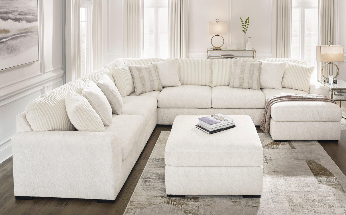 Chessington Ivory 4-Piece Right Arm Facing (RAF) Chaise Sectional by Ashley at Eve Furniture
