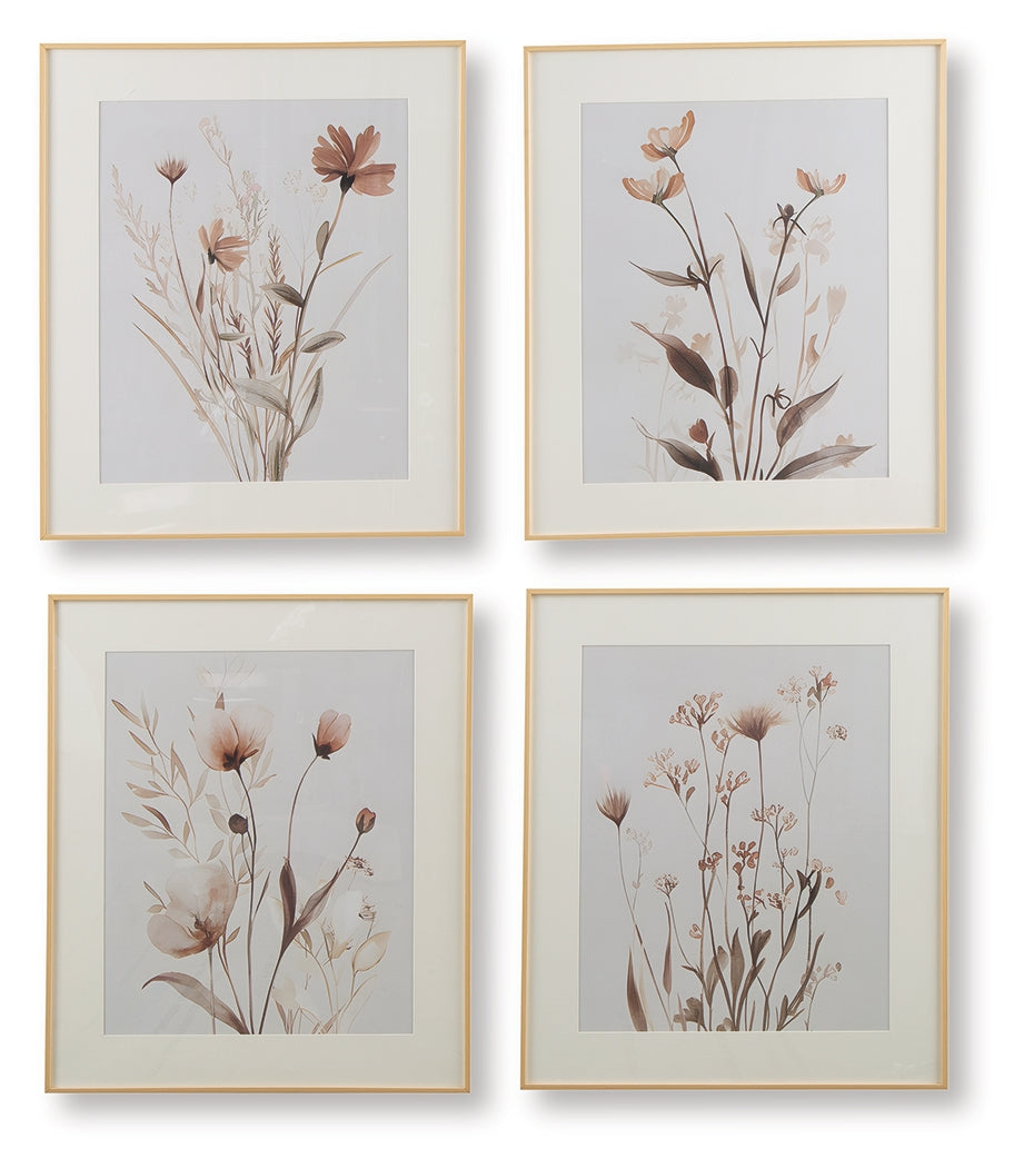Chettings Beige/Gray/Blush Wall Art (Set of 4) by Ashley at Eve Furniture