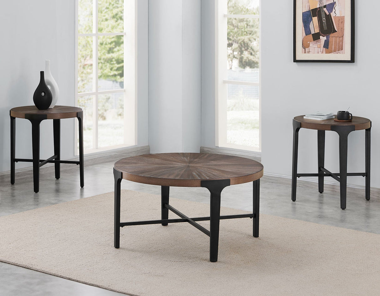 Chevron Cinnamon 36-inch Round Cocktail Table by Steve Silver at Eve Furniture