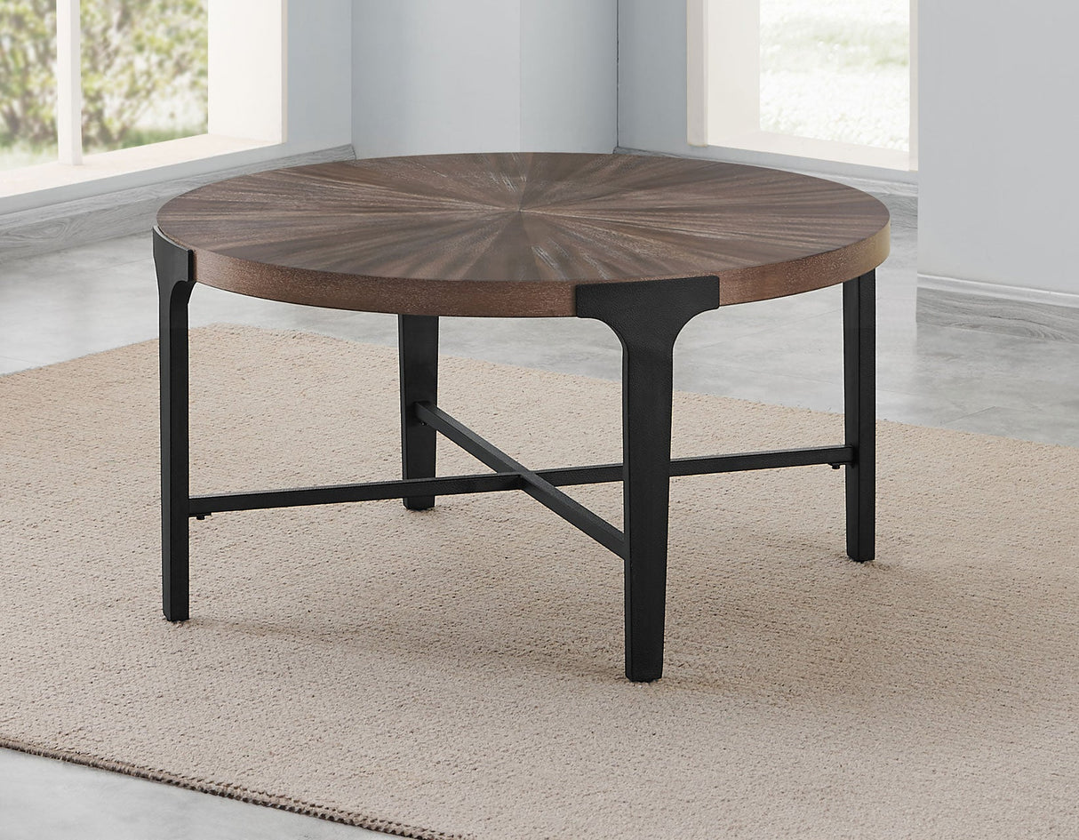 Chevron Cinnamon 36-inch Round Cocktail Table by Steve Silver at Eve Furniture