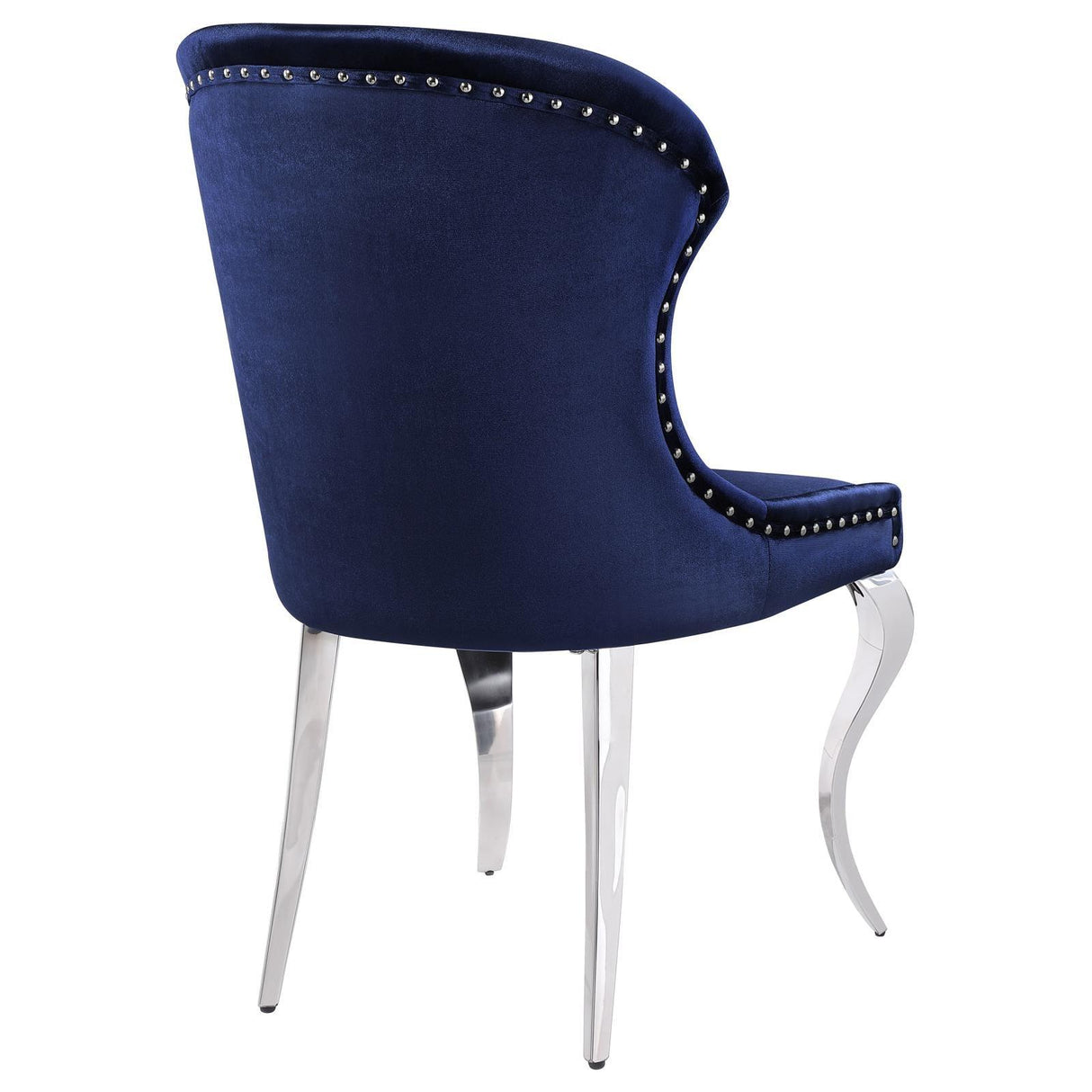 Cheyanne Upholstered Wingback Side Chair with Nailhead Trim Chrome and Ink Blue (Set of 2) by Coaster at Eve Furniture