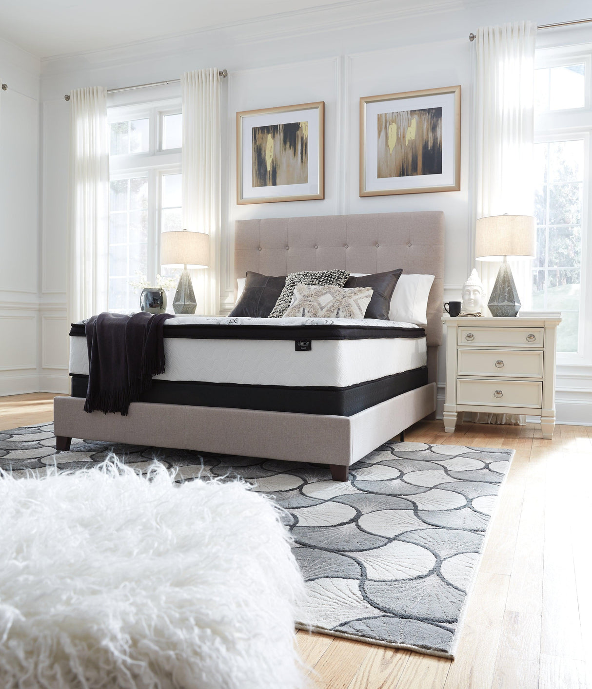 Chime 12 Inch Hybrid White California King Mattress in a Box by Ashley at Eve Furniture