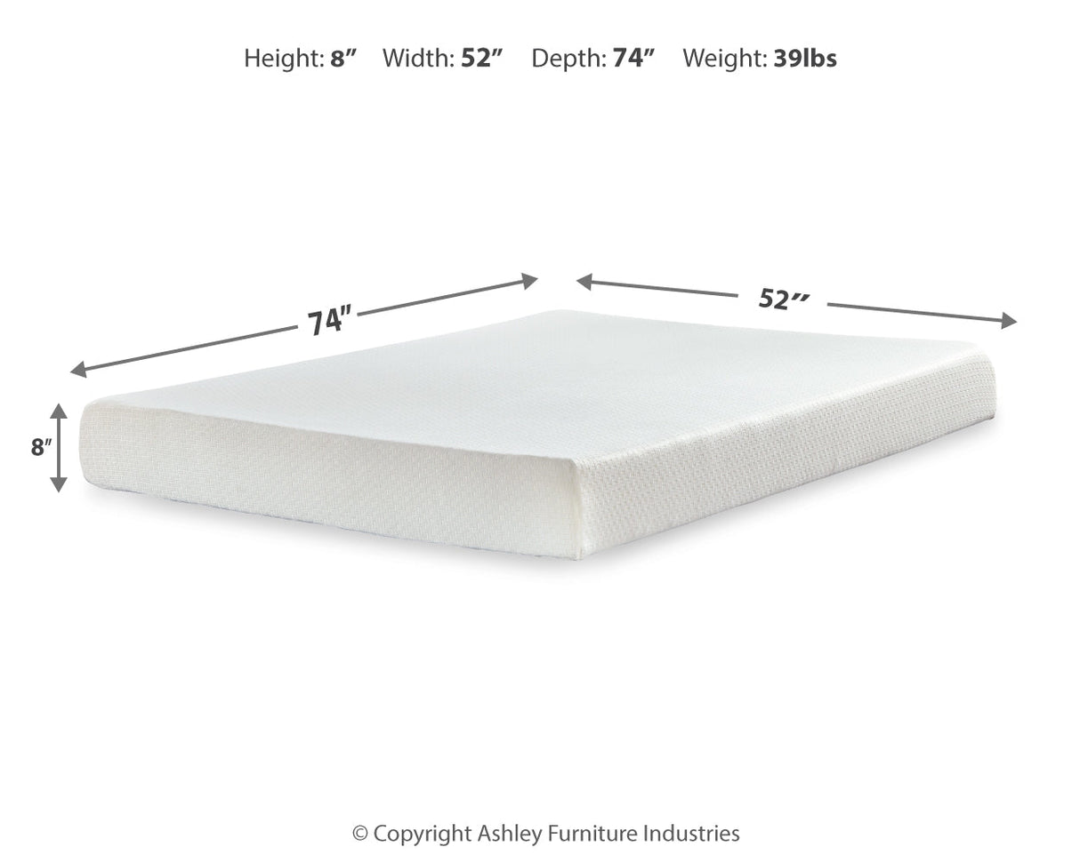 Chime 8 Inch Memory Foam White Full Mattress in a Box by Ashley at Eve Furniture