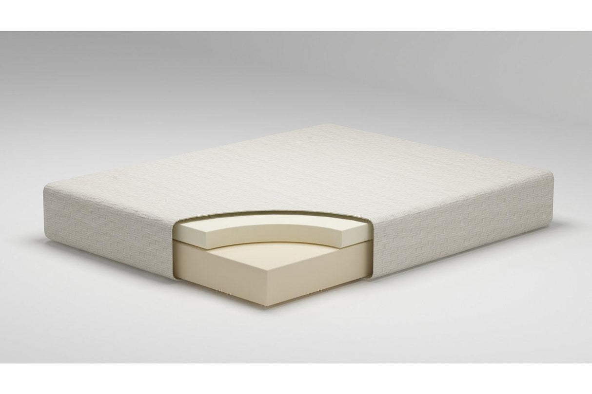 Chime 8 Inch Memory Foam White King Mattress in a Box by Ashley at Eve Furniture