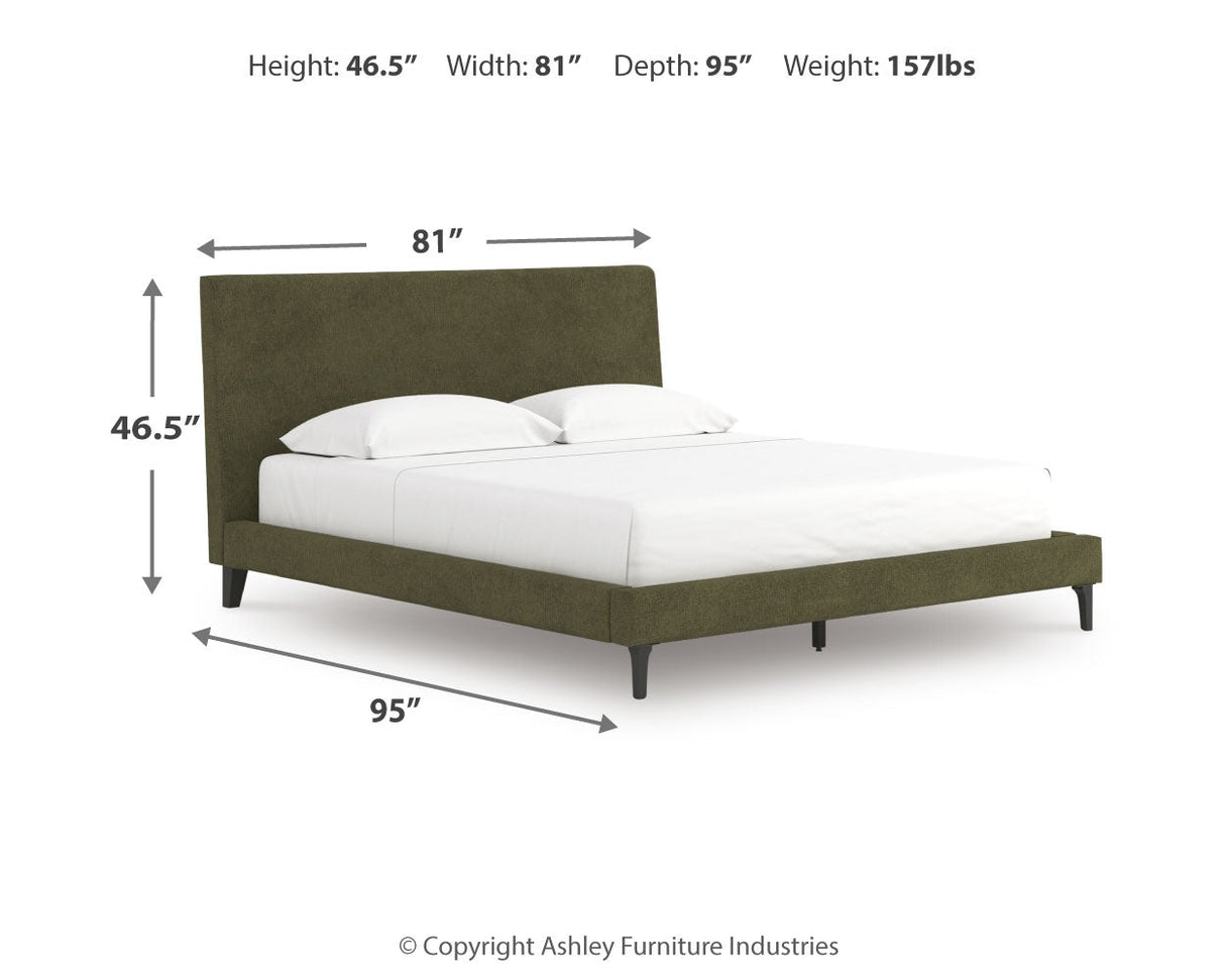 Chirason Sage Green California King Upholstered Bed with Roll Slats by Ashley at Eve Furniture