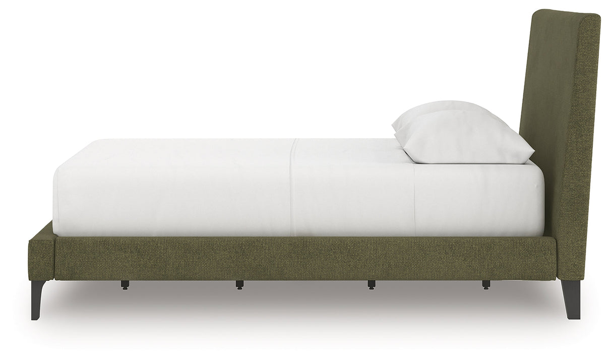 Chirason Sage Green Full Upholstered Bed with Roll Slats by Ashley at Eve Furniture