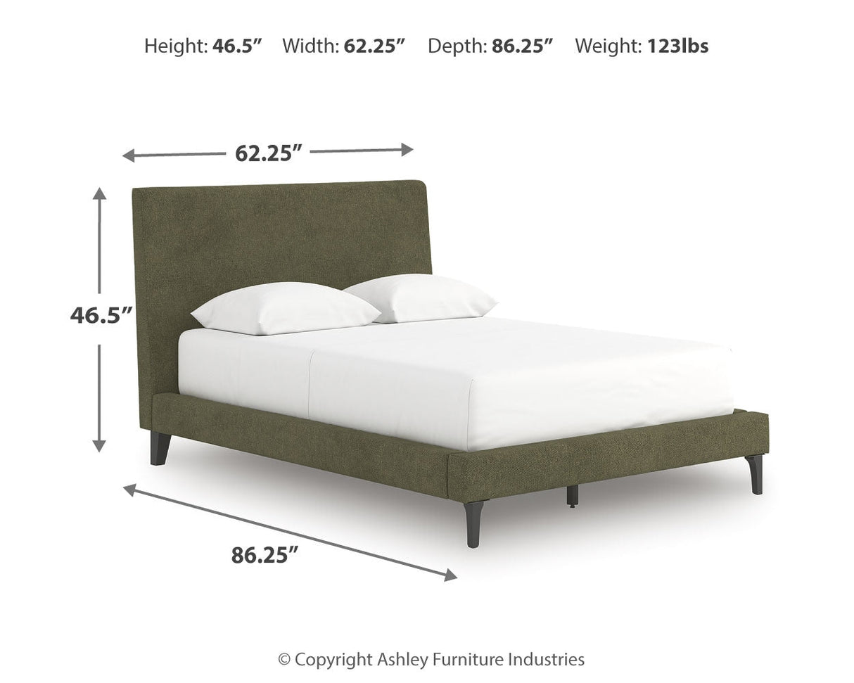 Chirason Sage Green Full Upholstered Bed with Roll Slats by Ashley at Eve Furniture
