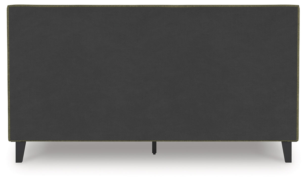 Chirason Sage Green King Upholstered Bed with Roll Slats by Ashley at Eve Furniture