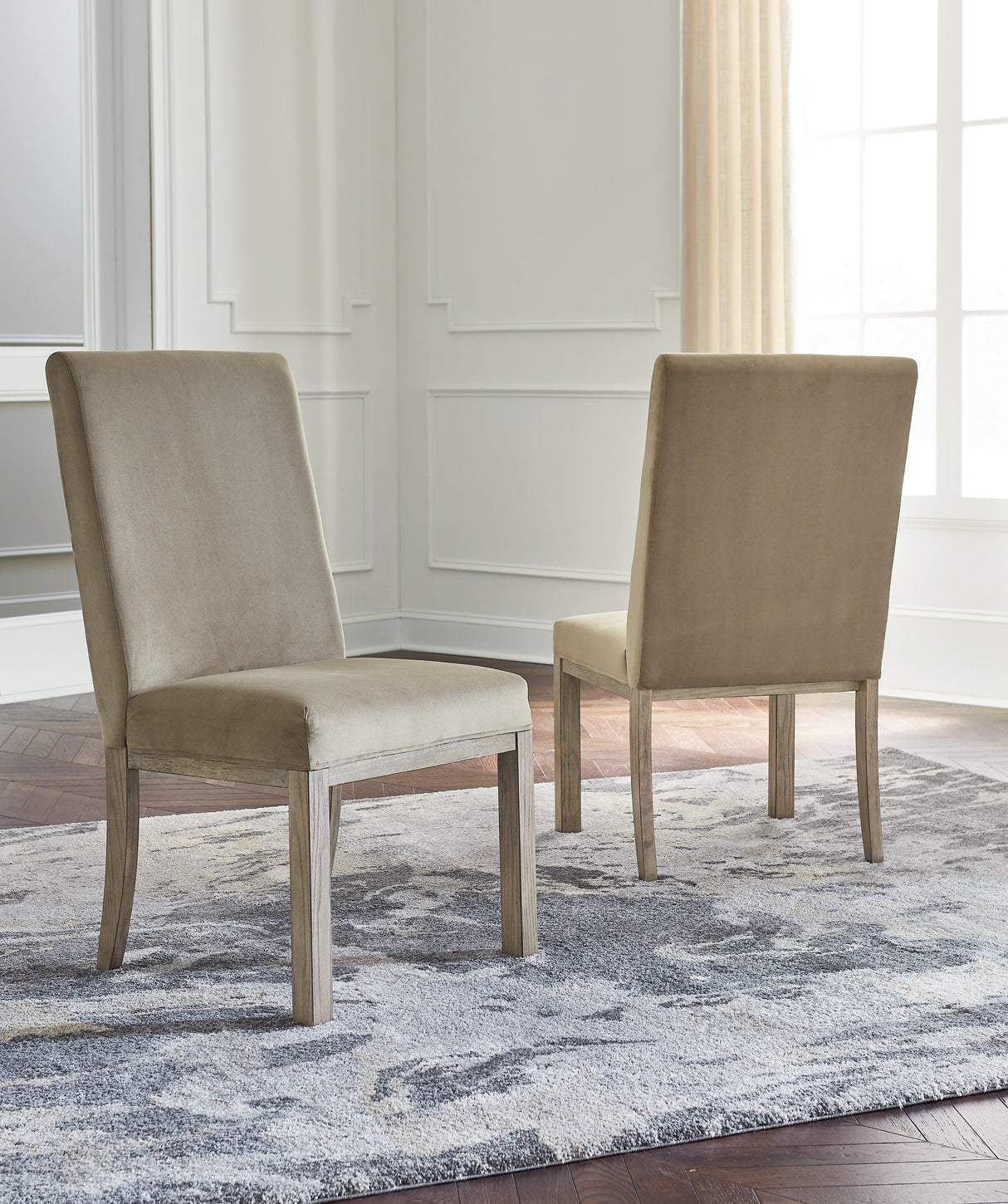 Chrestner Gray Dining Table and 8 Chairs by Ashley at Eve Furniture