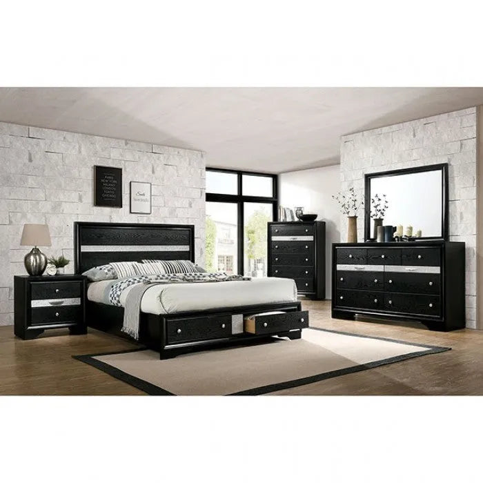 Chrissy Black 4-Piece Queen Bedroom Set by Furniture of America at Eve Furniture