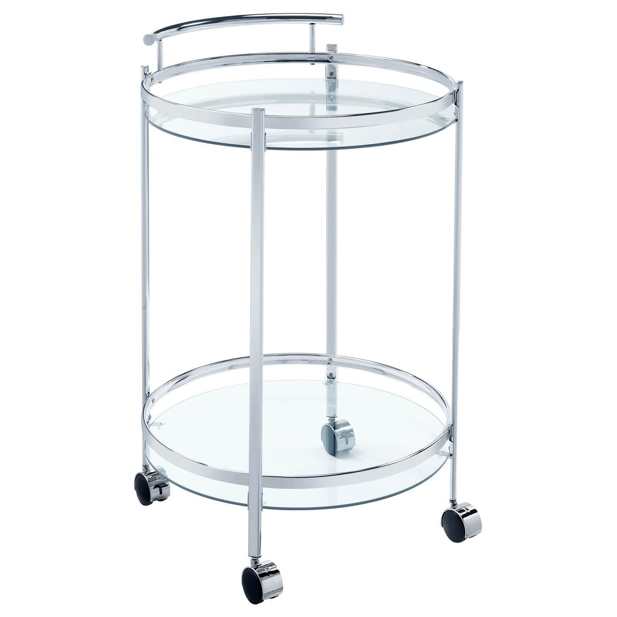 Chrissy Chrome Round Glass Bar Cart by Coaster at Eve Furniture