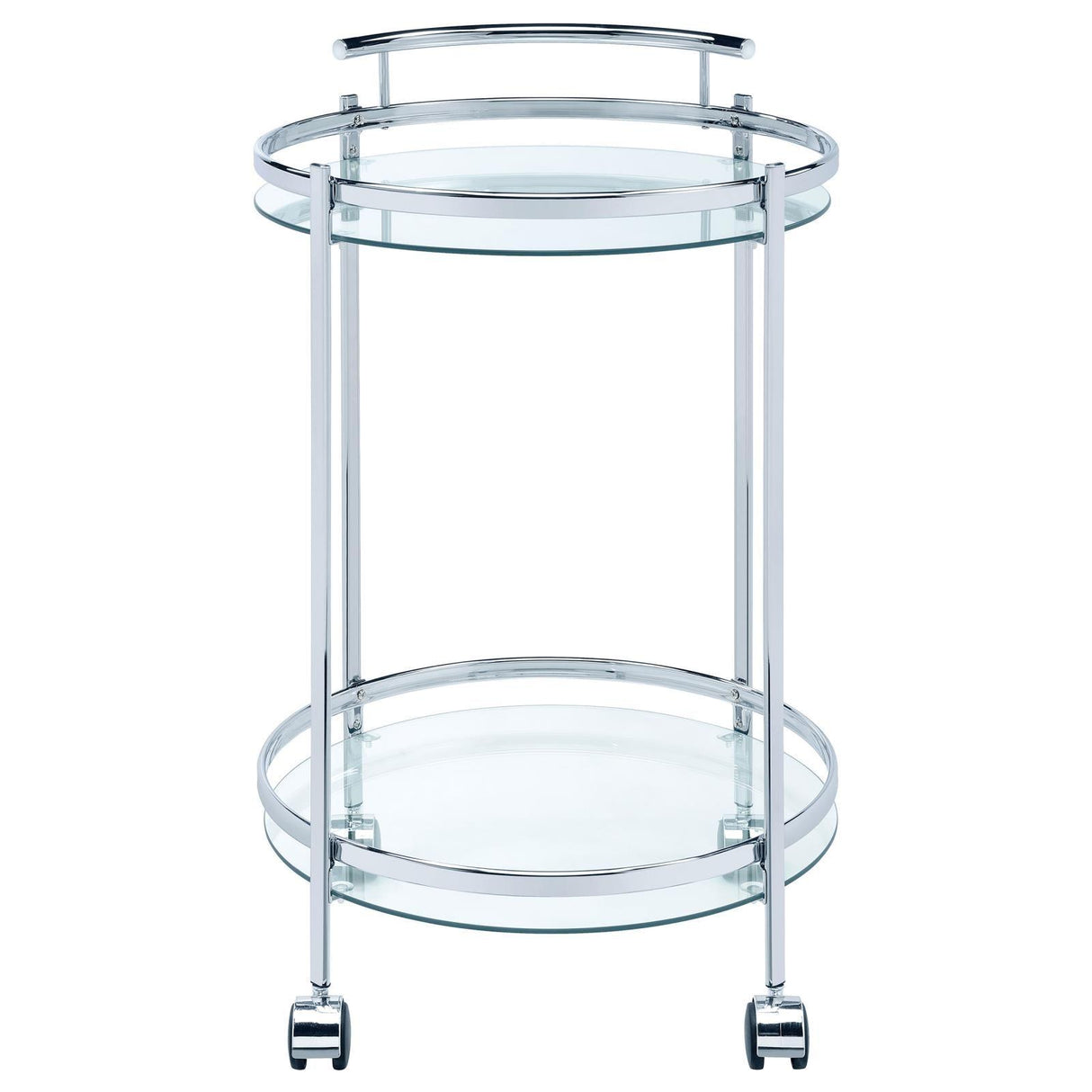 Chrissy Chrome Round Glass Bar Cart by Coaster at Eve Furniture