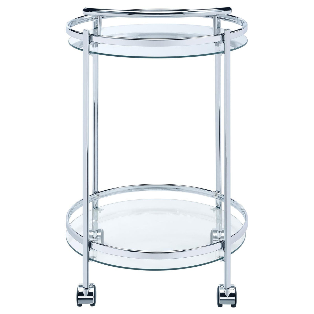 Chrissy Chrome Round Glass Bar Cart by Coaster at Eve Furniture