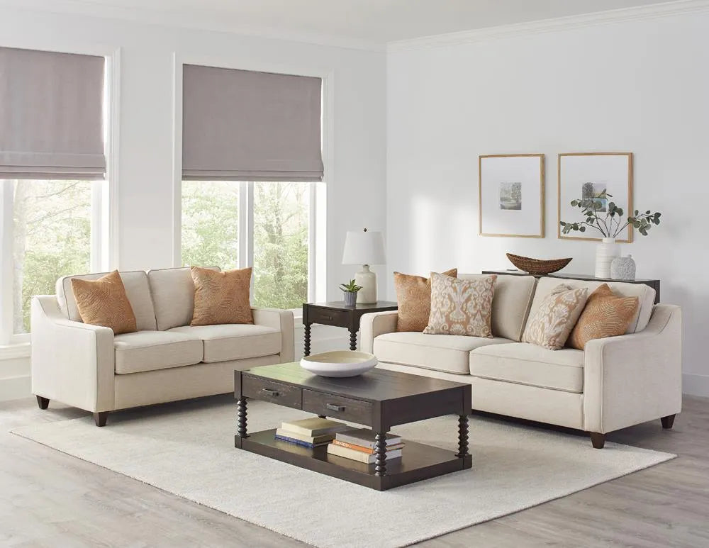 Christine Beige 3-Piece Upholstered Sloped Arm Living Room Set by Coaster at Eve Furniture
