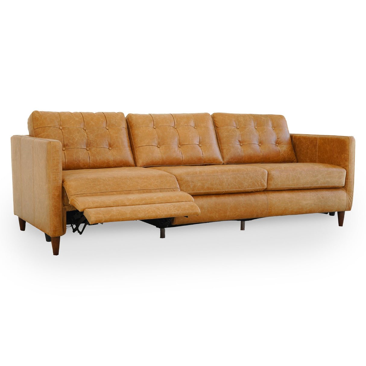 Christopher Tan Leather Electric Inclining Sofa Left Facing by Ashcroft Furniture at Eve Furniture