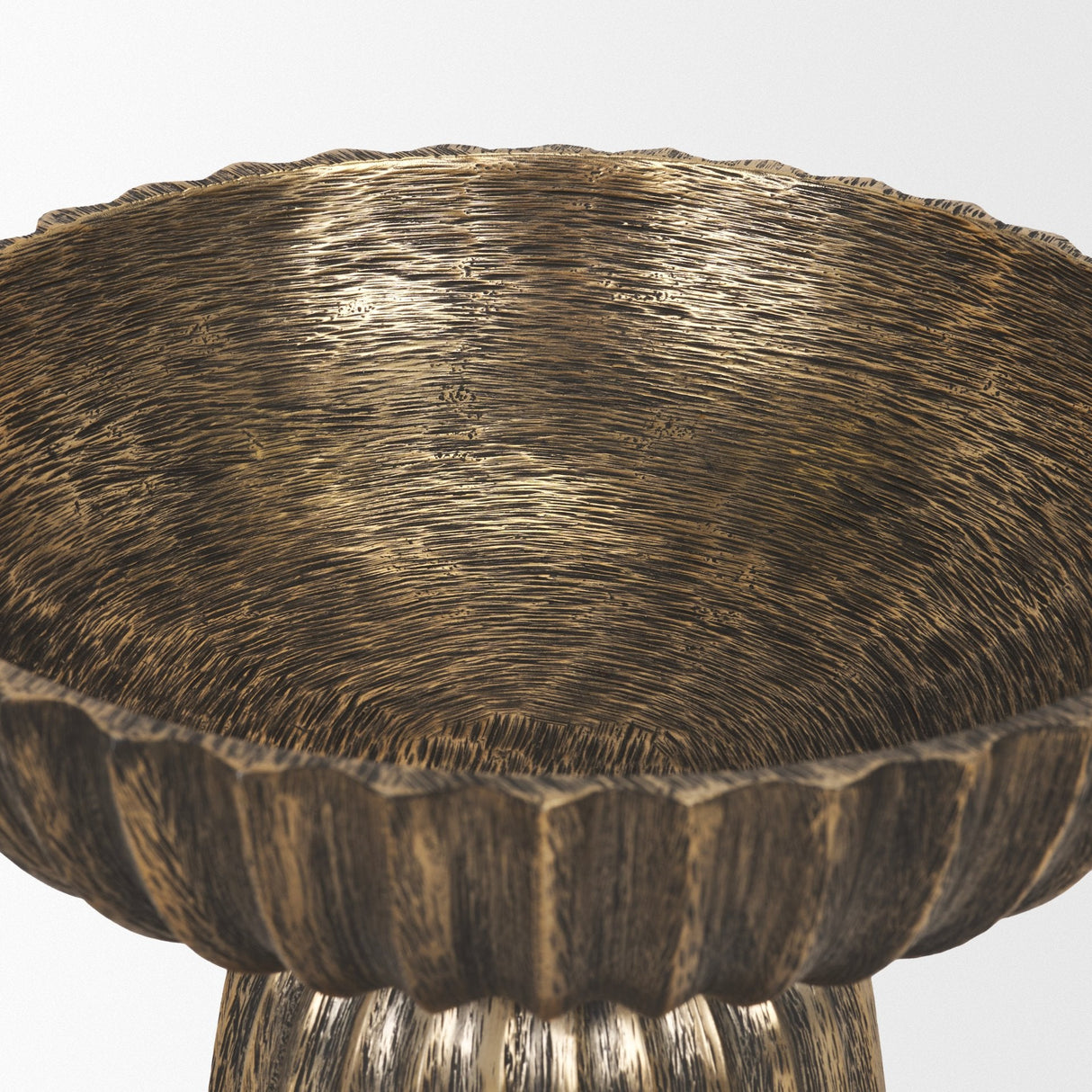 Ciaran Fluted Textured Antiqued Gold Metal Decorative Bowl by Mercana at Eve Furniture