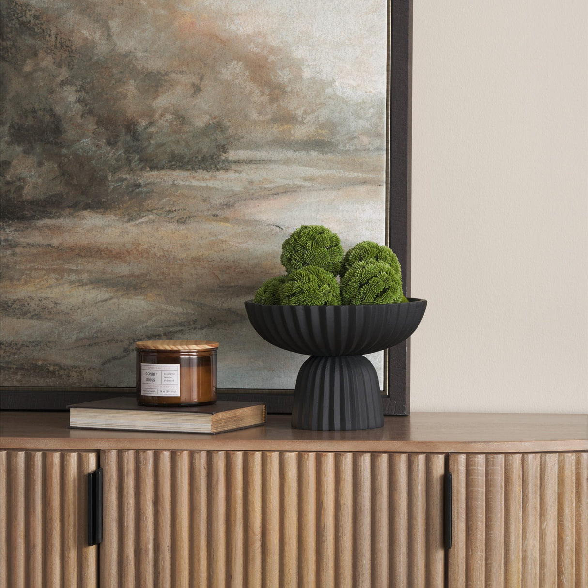 Ciaran Smooth Fluted Matte Black Metal Decorative Bowl by Mercana at Eve Furniture